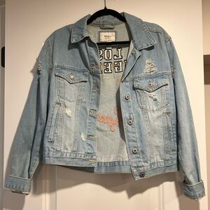 Forever 21 Light Blue Distressed Jean Jacket